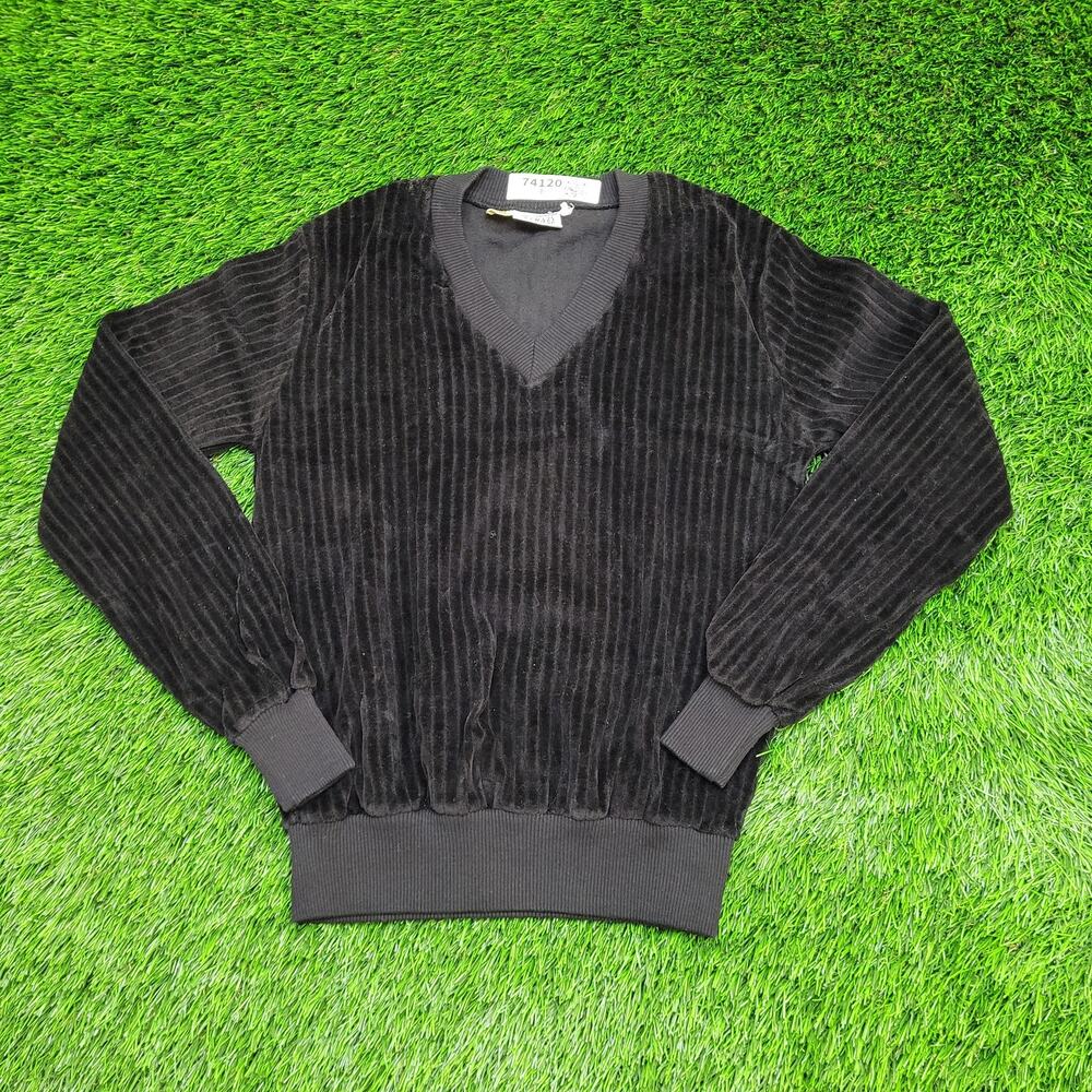 Vintage MOD Ribbed Sweater Womens XS 16x22 Black